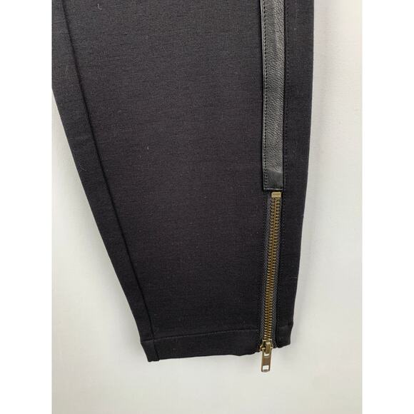J. Crew Black Pixie Pant With Leather Stripe And Ankle Zipper. Women's Size 6 - Picture 7 of 10